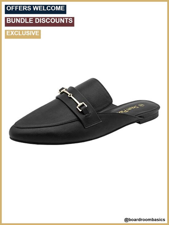 Shoes - Flat Mules Buckle Pointed Toe Backless Slip On Slides Loafer Shoes